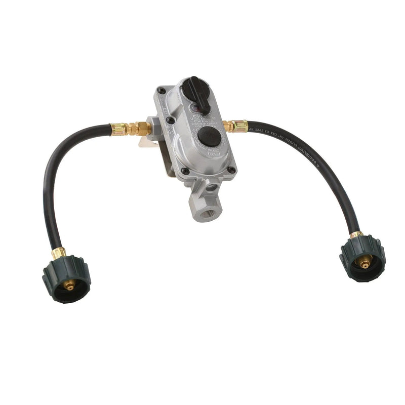 Flame King 2 Stage Auto Propane Gas Regulator with Pls Cover & Long Mount Bracket & 2-12" Pigtails by Flame King Products