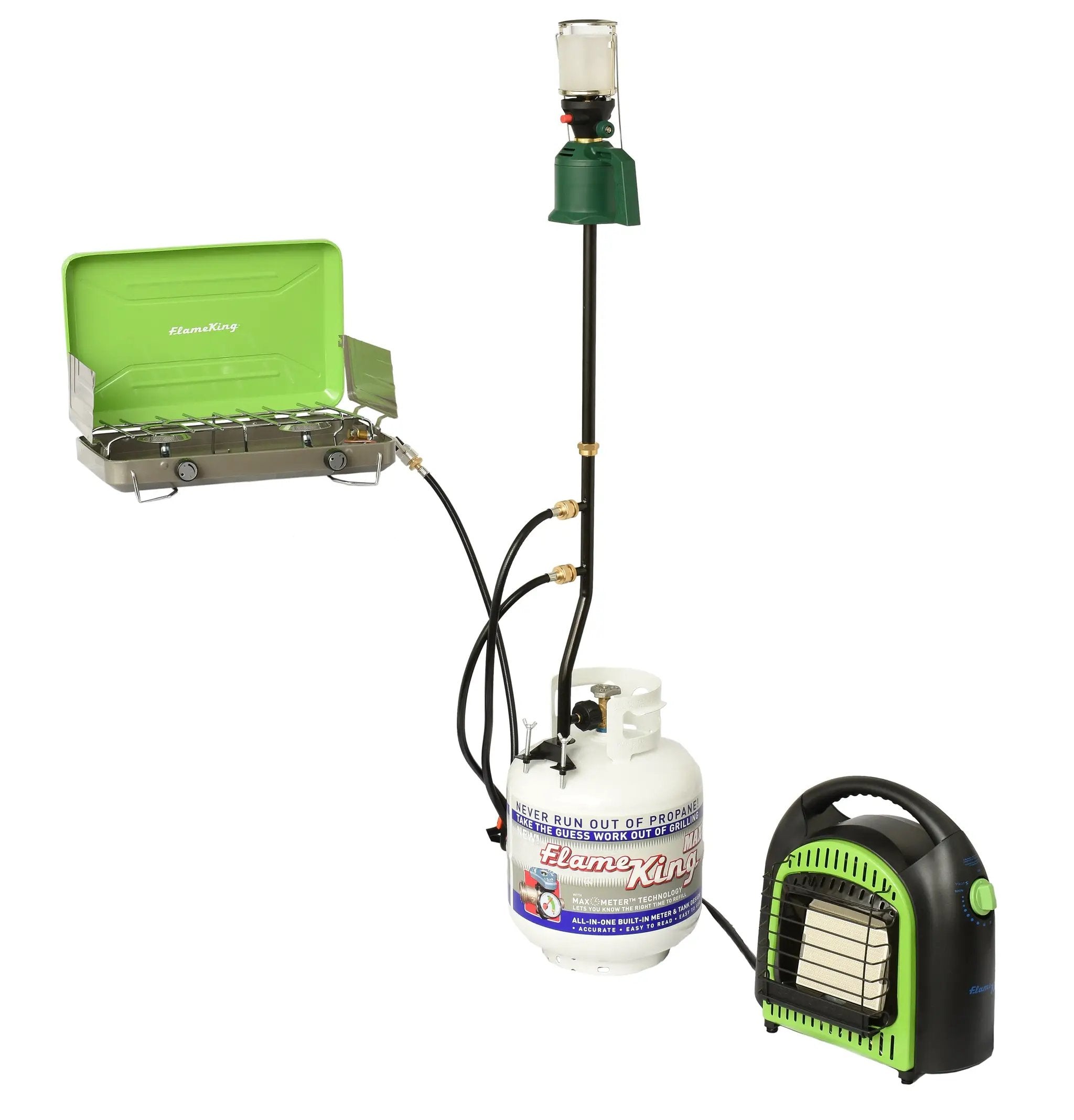 Flame King 3 Outlets Adapter 20 to 1LB Propane Tank Distribution Post Pole Tree Stem Stand by Flame King Products