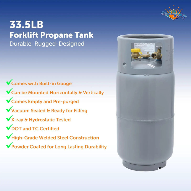 Flame King 33.5lb Forklift Steel Propane Tank Cylinder with Gauge by Flame King Products