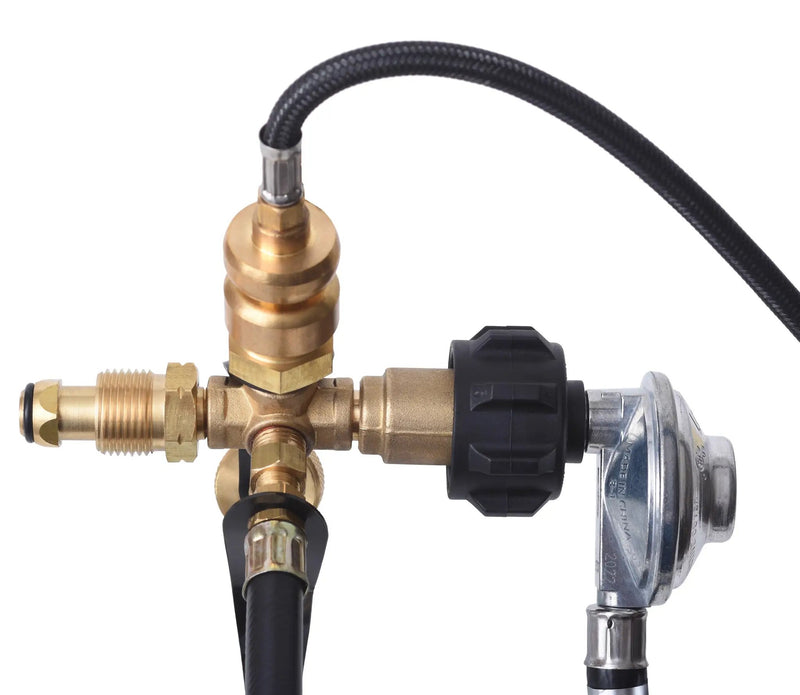 4 Port Brass Tee Propane Adapter - Flame King by Flame King Products
