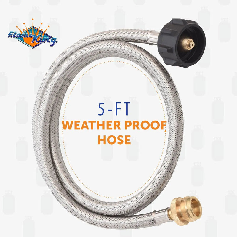 Flame King 5 FT QCC to CGA600 Male Connection-Steel Braided Hose by Flame King Products