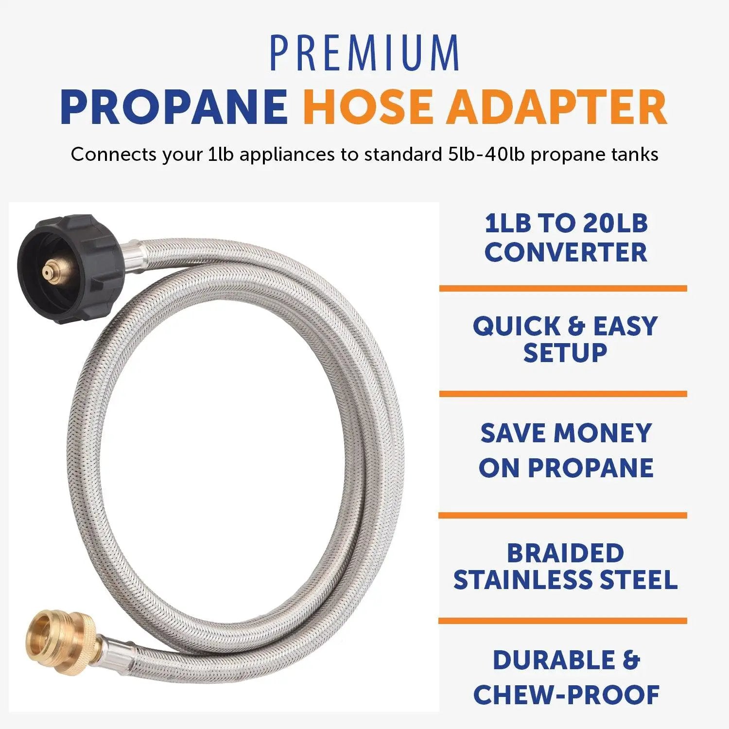 Flame King 5 FT QCC to CGA600 Male Connection-Steel Braided Hose by Flame King Products