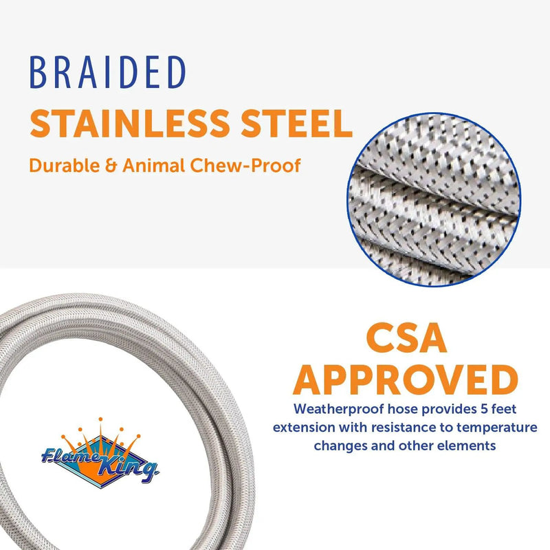 Flame King 5 FT QCC to CGA600 Male Connection-Steel Braided Hose by Flame King Products