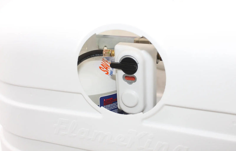 Flame King Dual 20LB LP Propane Tank Light Plastic Heavy Duty Cover Rv Trailer White by Flame King Products