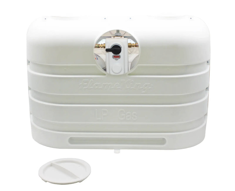 Flame King Dual 20LB LP Propane Tank Light Plastic Heavy Duty Cover Rv Trailer White by Flame King Products