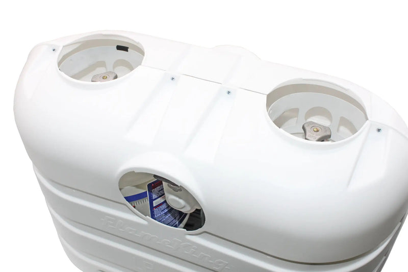 Flame King Dual 30LB LP Propane Tank Light Plastic Heavy Duty Cover RV Trailer White by Flame King Products
