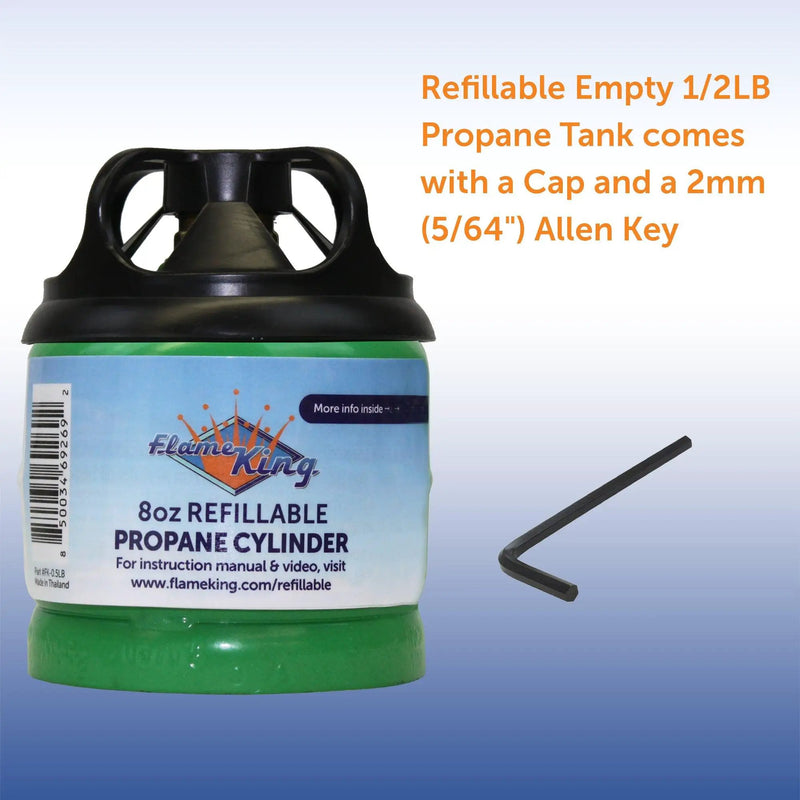 Flame King Eco Friendly Sustainable 8oz 1/2lb Refillable Propane Tank LP Cylinder by Flame King Products
