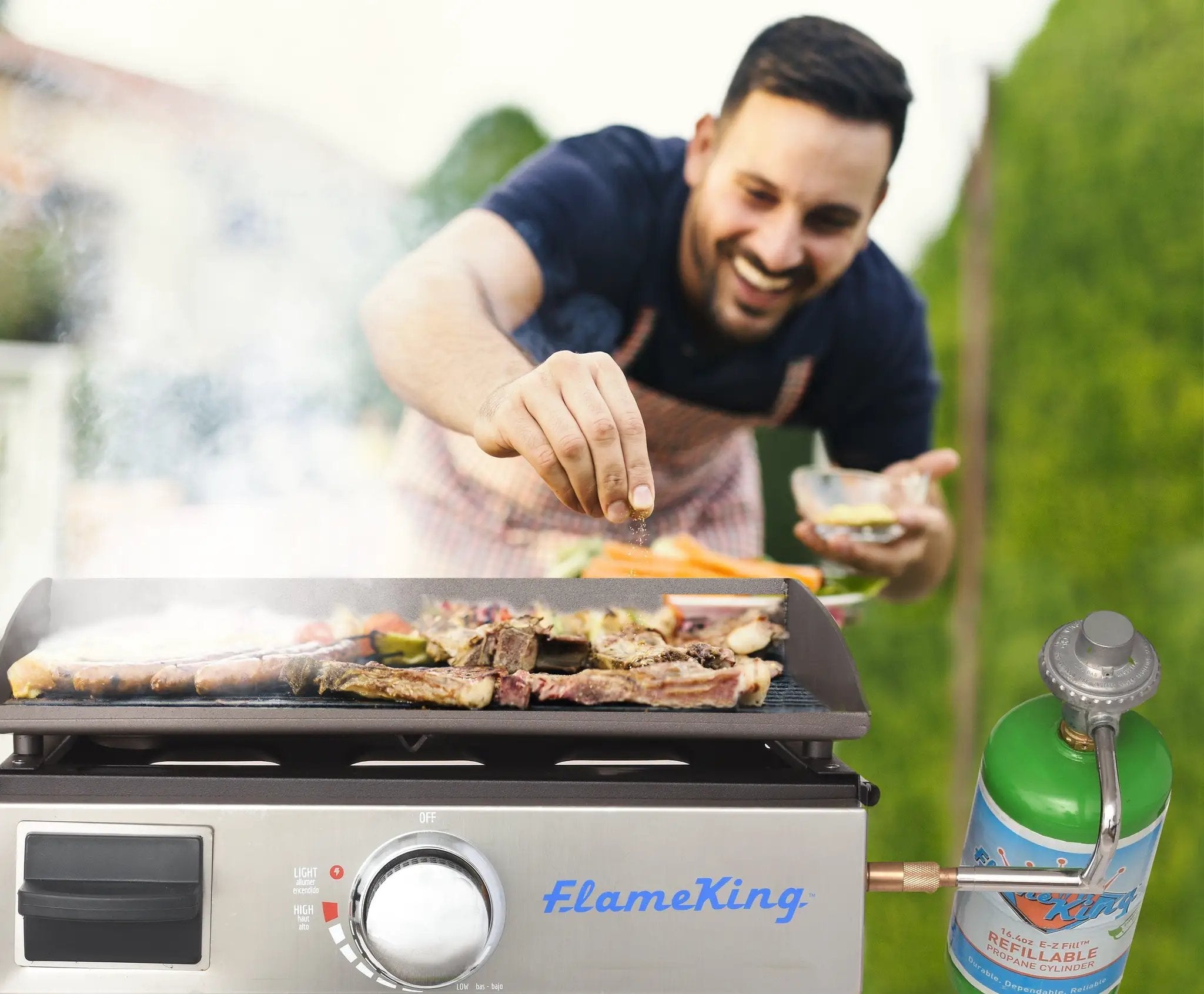 Flame King Flat Top Portable Propane Cast Iron Grill Griddle by Flame King Products