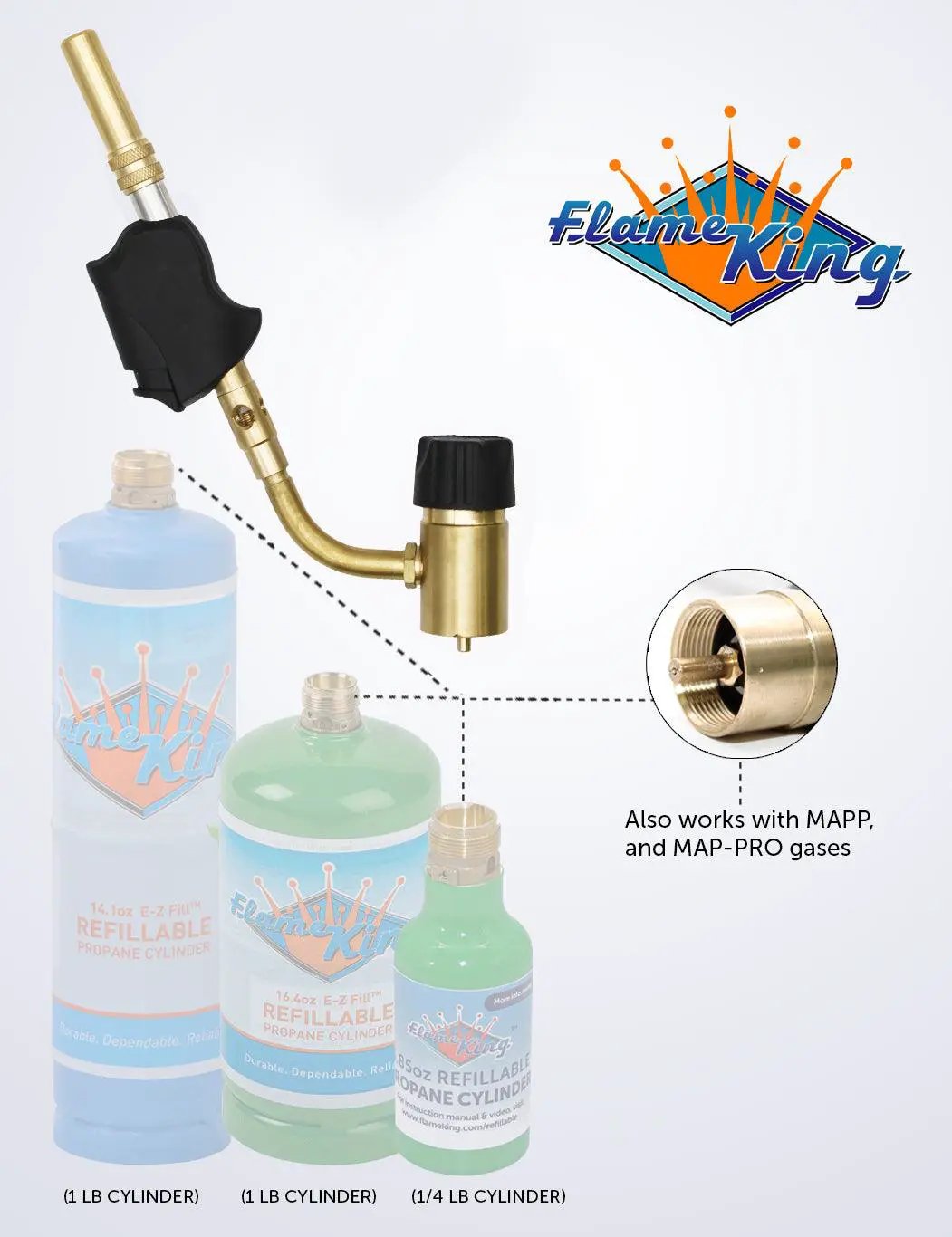 Flame King High Intensity Propane Torch Head Piezo Igniter Switch by Flame King Products