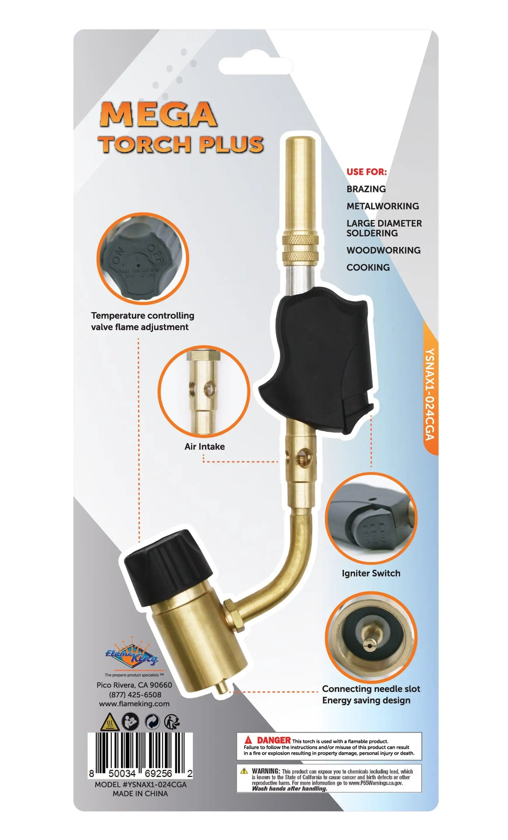 Flame King High Intensity Propane Torch Head Piezo Igniter Switch by Flame King Products