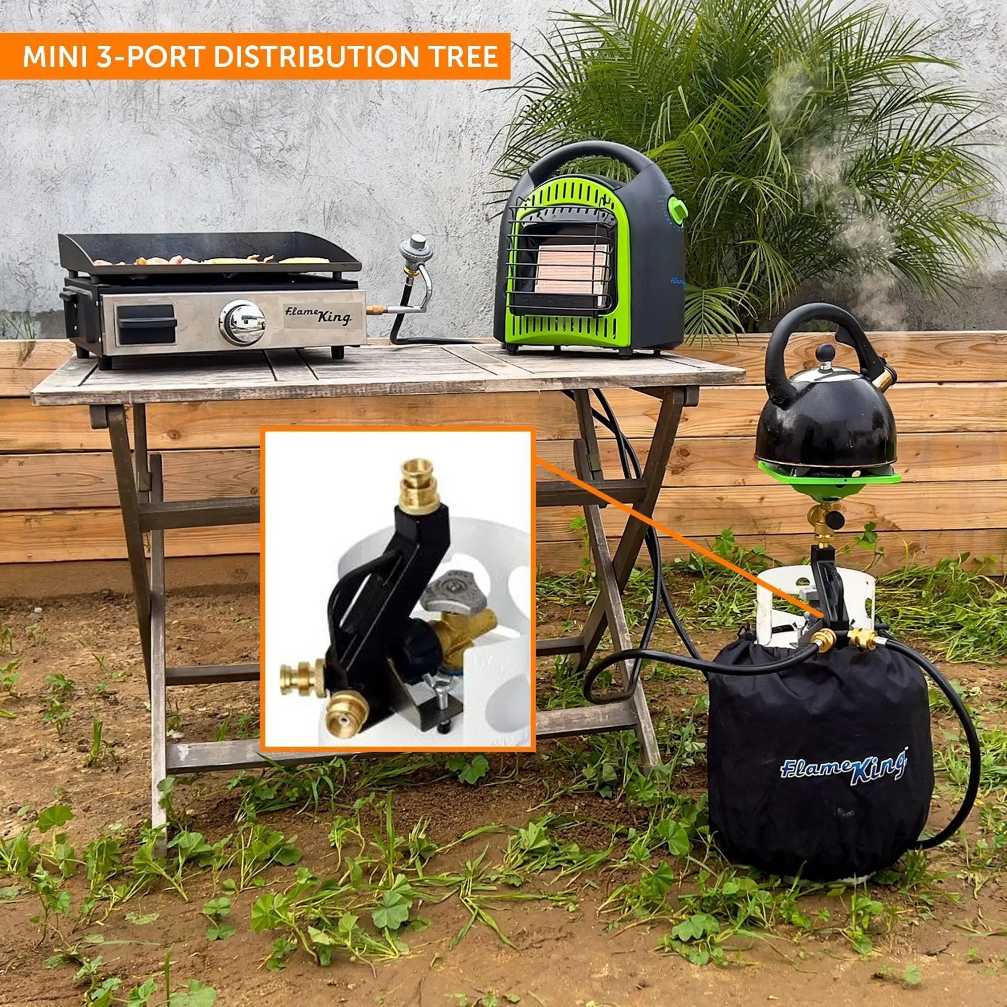 Flame King Mini 3-Ports Distribution Tree for Camping by Flame King Products
