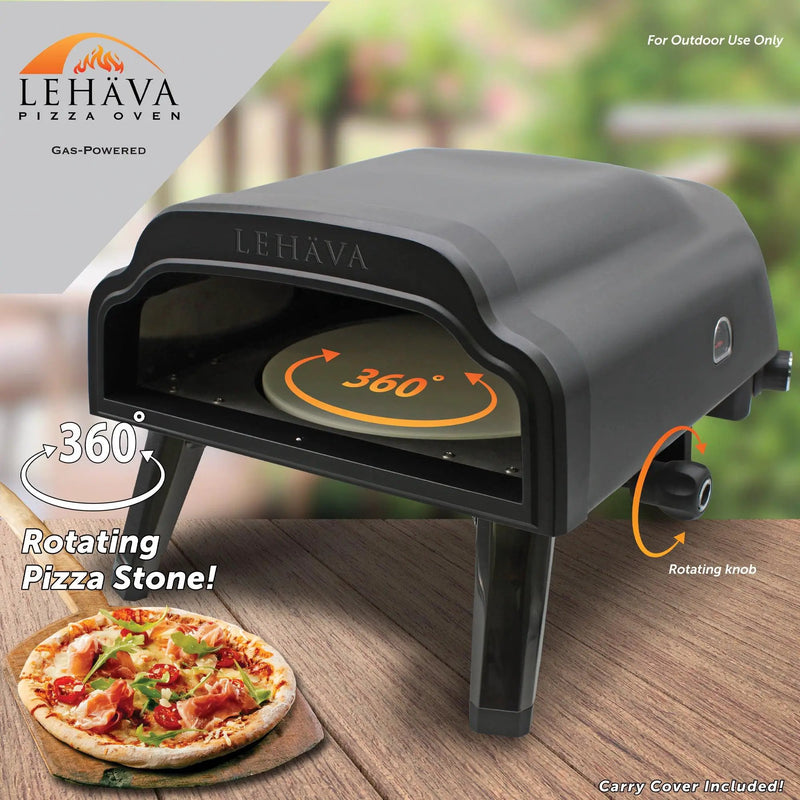 Flame King Outdoor Portable 14-inch Propane Pizza Oven Gas 360 Degree Rotating Stone by Flame King Products