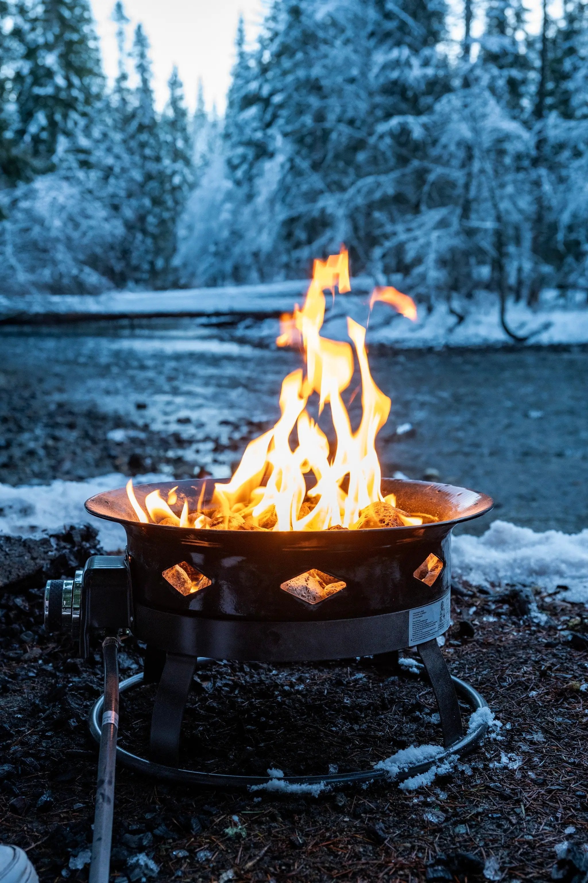 Flame King Outdoor Portable Propane Gas 24" Fire Pit Bowl with Self Igniter Cover Carry Straps by Flame King Products