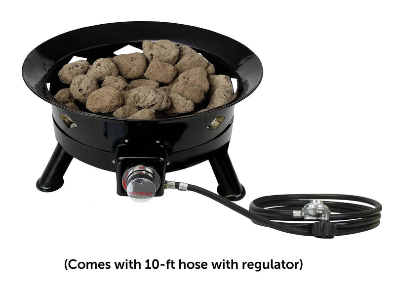 Flame King Outdoor Portable Propane Gas 24" Fire Pit Bowl with Self Igniter Cover Carry Straps by Flame King Products