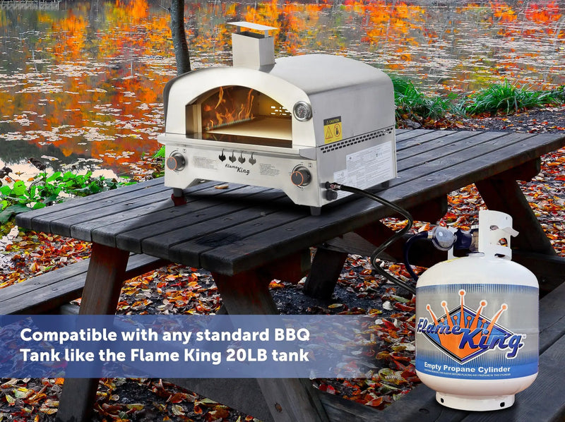 Flame King Outdoor Portable Stainless Steel Propane Pizza Oven Gas With Stone by Flame King Products