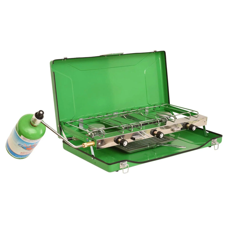Flame King Portable 3 Burner Grill Propane Gas Camping Stove Toast Tray by Flame King Products