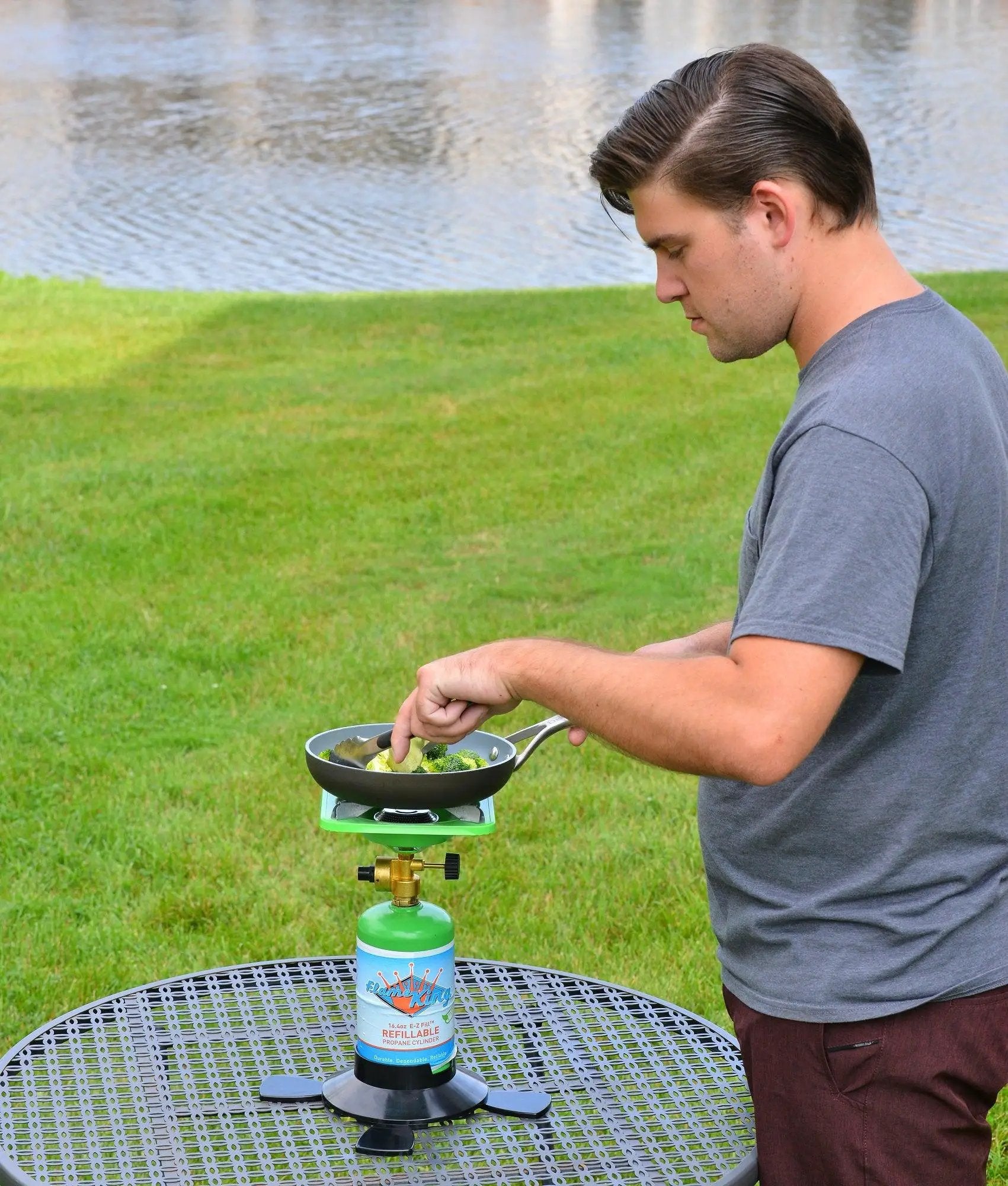 Flame King Portable Single Burner Cooker with 1 Lb Base Camping by Flame King Products