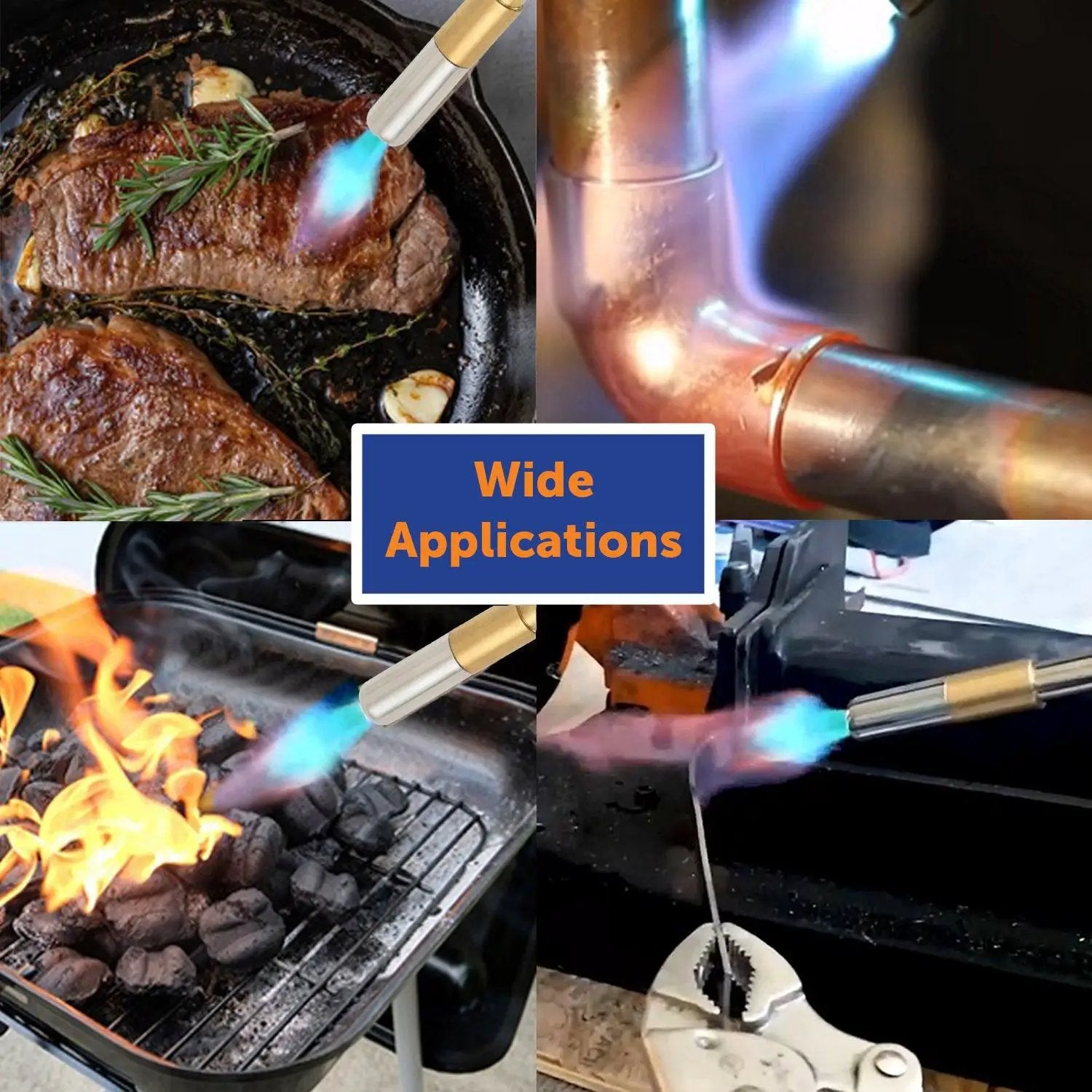 Flame King Propane Gas Blow Torch with Push Button Igniter & 2 Interchangeable Heads by Flame King Products
