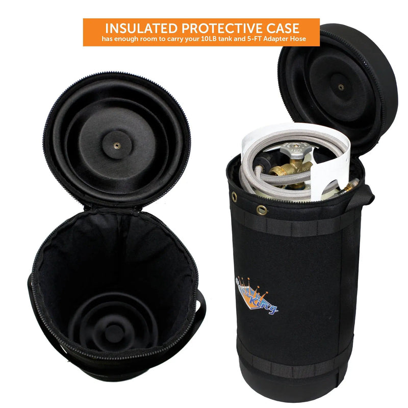 Flame King Propane Gas Hauler Kit 10lb Propane Tank, Adapter Hose and Insulated Protective Carry Case by Flame King Products