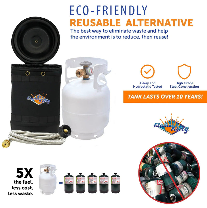 Flame King Propane Gas Hauler Kit 5lb Gauge Propane Tank, Adapter Hose and Insulated Protective Carry Case by Flame King Products