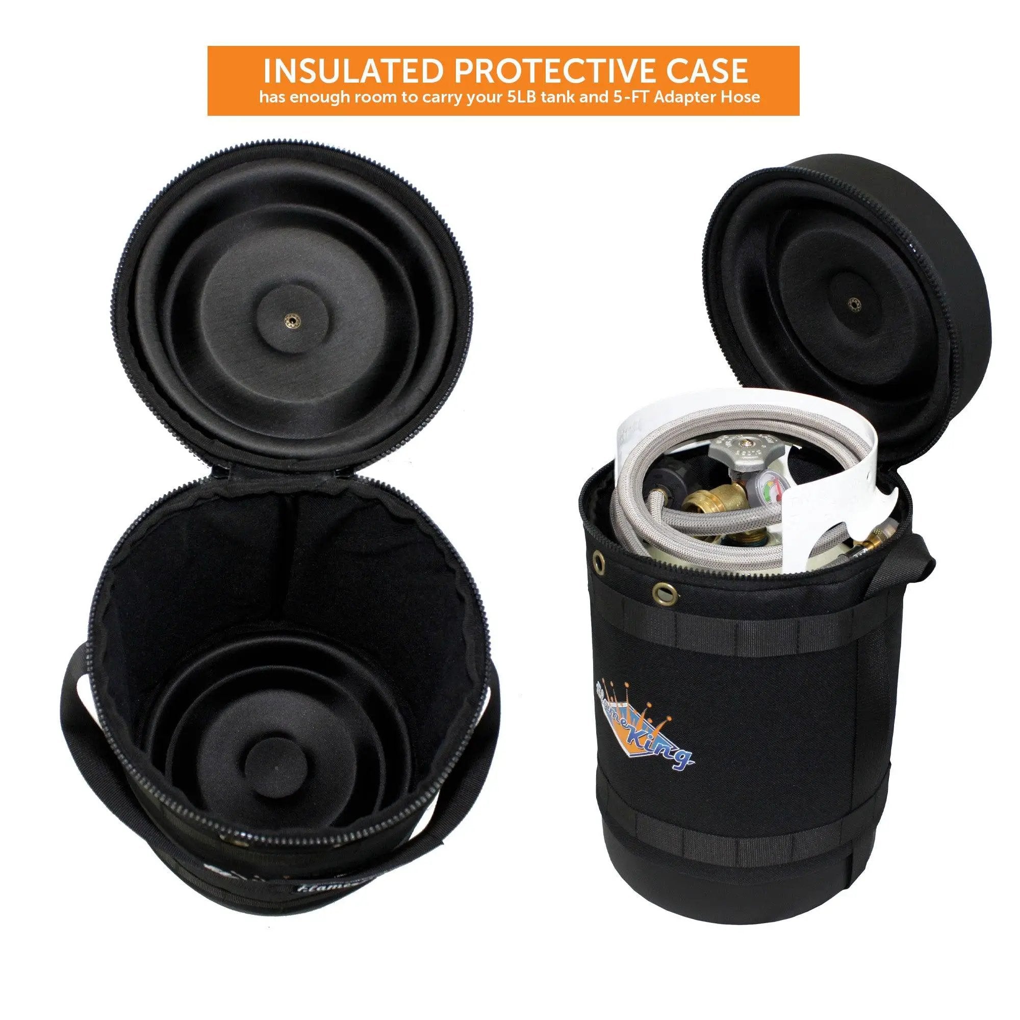 Flame King Propane Gas Hauler Kit 5lb Gauge Propane Tank, Adapter Hose and Insulated Protective Carry Case by Flame King Products