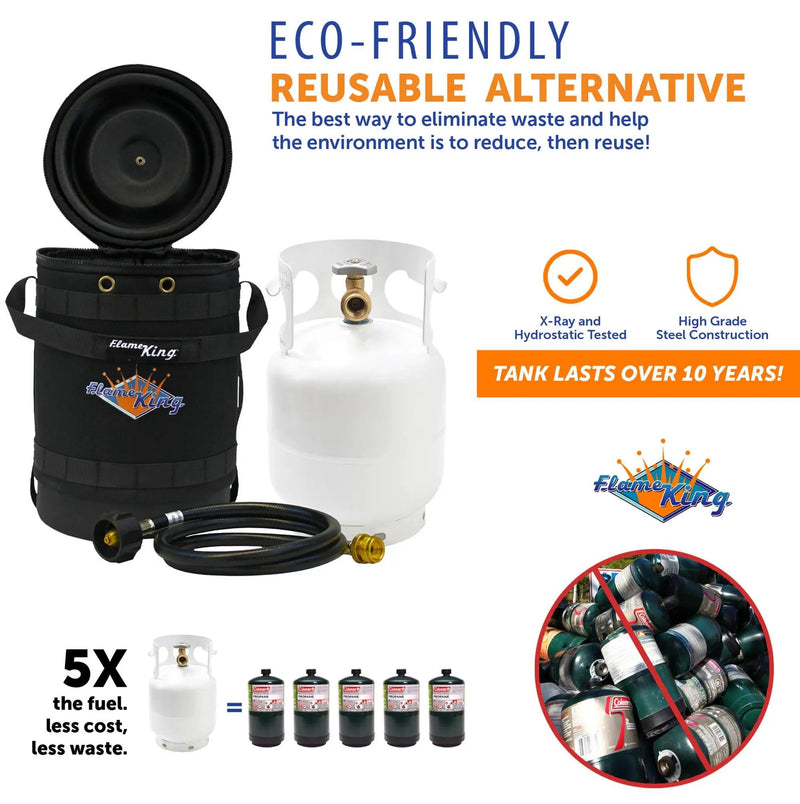 Flame King Propane Gas Hauler Kit 5lb Propane Tank, Adapter Hose and Insulated Protective Carry Case by Flame King Products