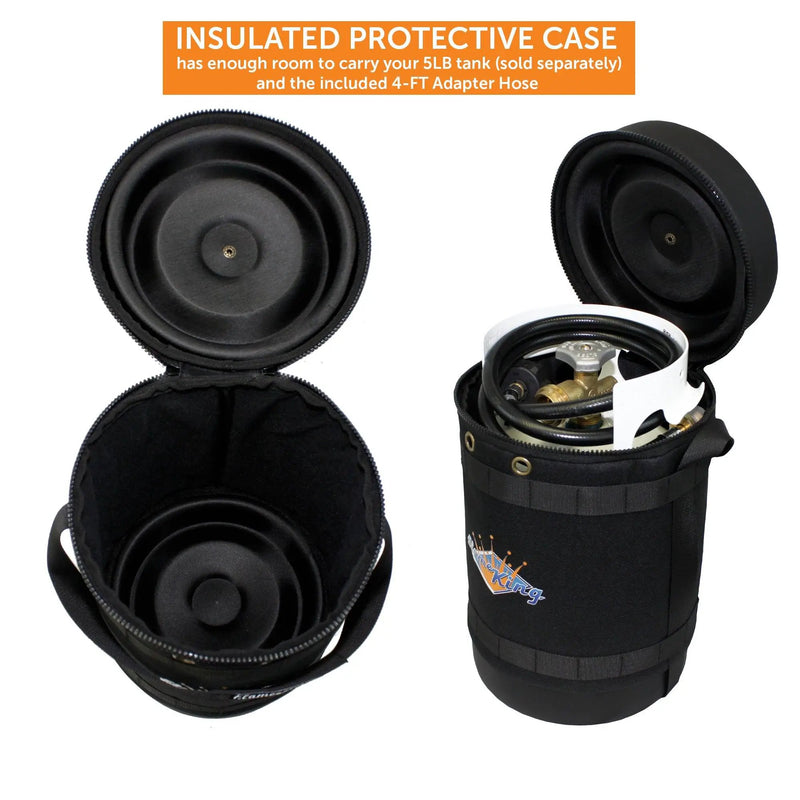 Flame King Propane Gas Hauler Kit-Insulated Protective Carry Case for 5lb Propane Tank plus Adapter Hose by Flame King Products