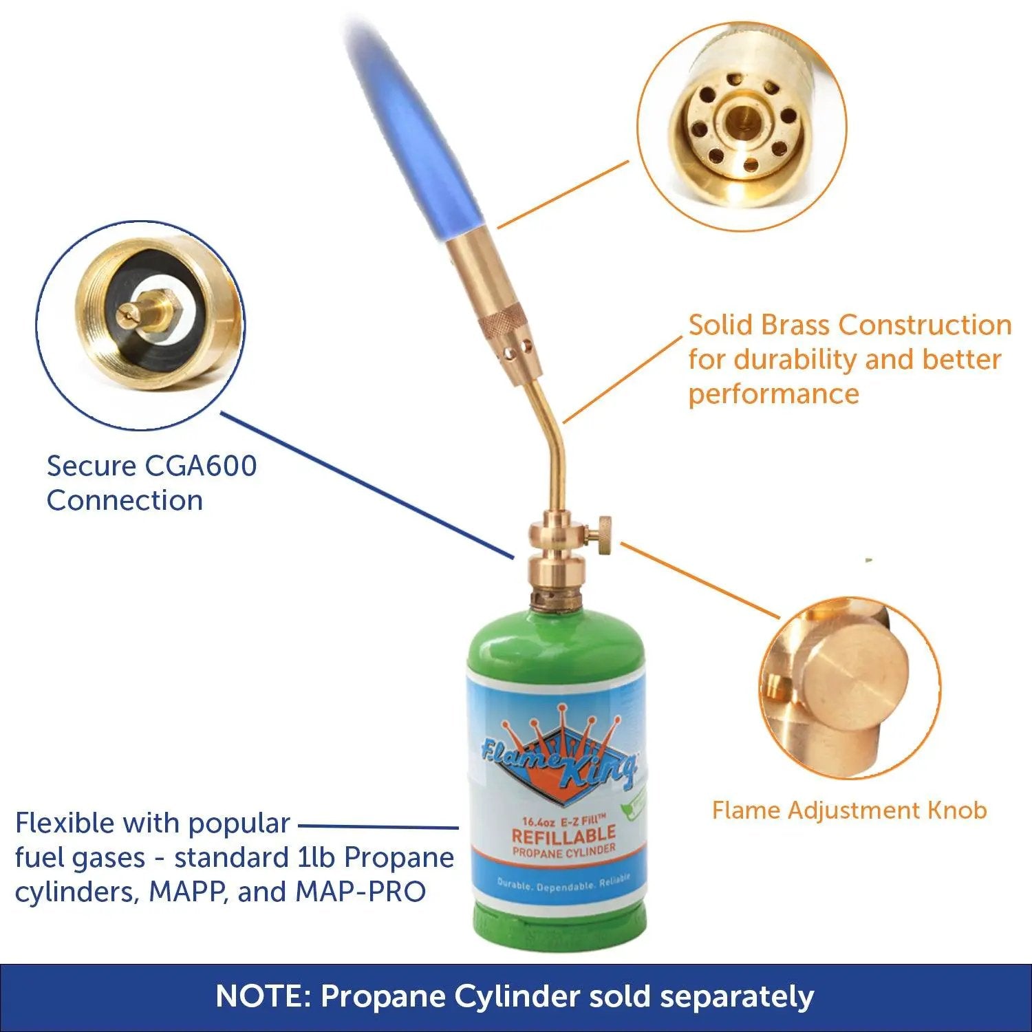 Flame King Propane Gas Pencil Torch Large Flame by Flame King Products