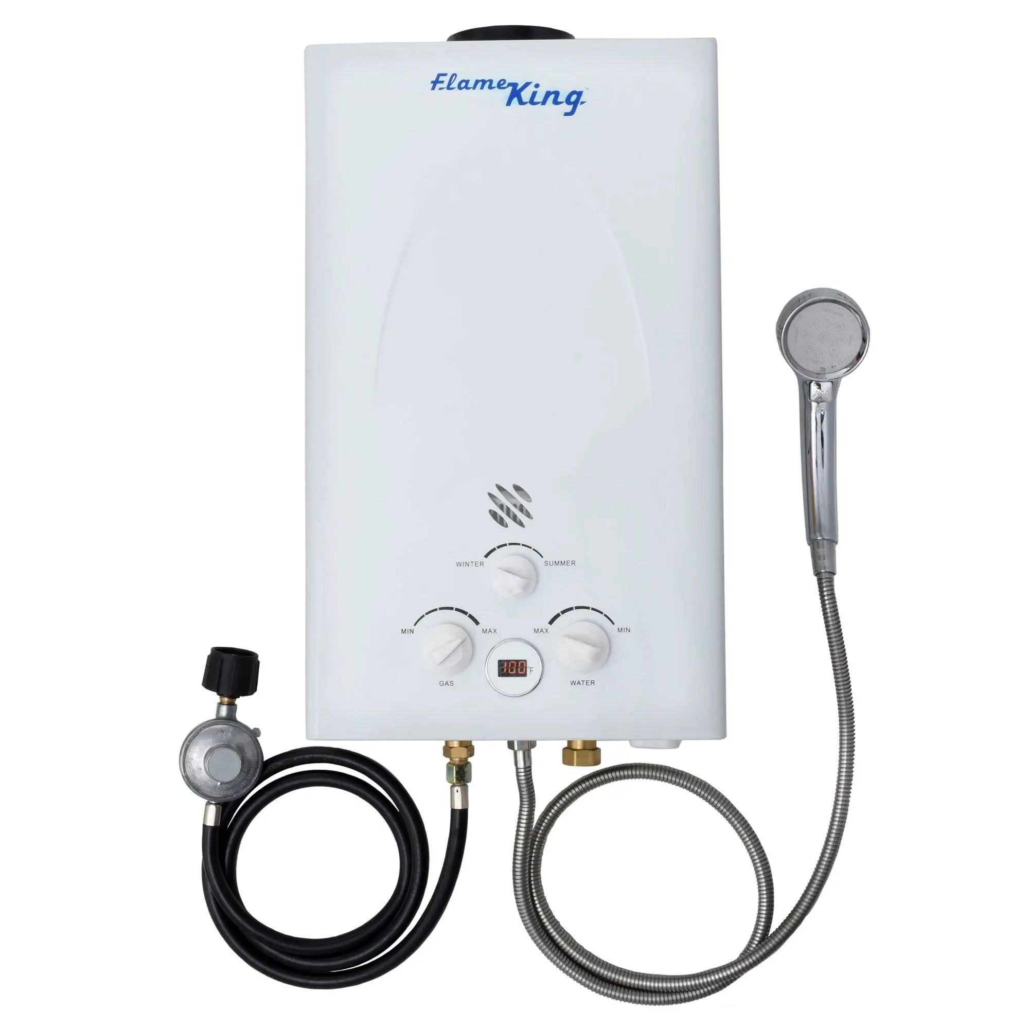 Flame King Tankless Outdoor Portable Camping Hot Shower Propane Gas 10L 2.64GPM Water Heater 68,000 BTU by Flame King Products