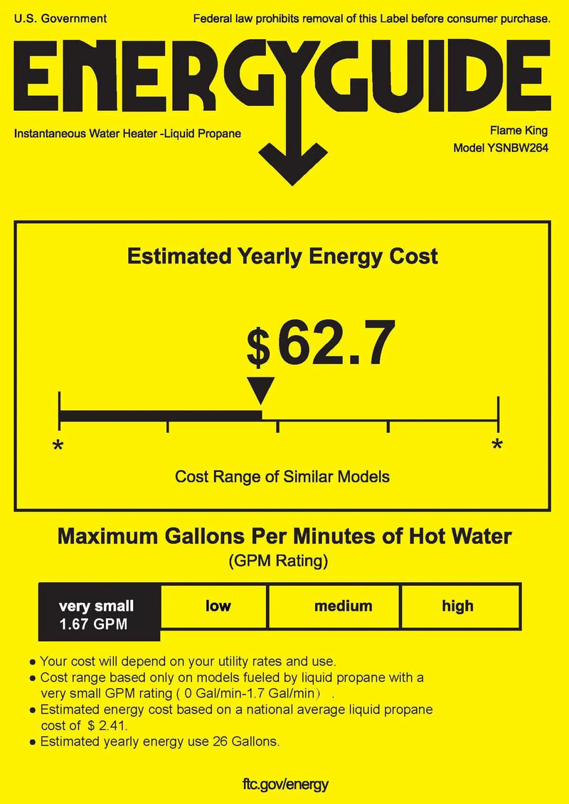 Flame King Tankless Outdoor Portable Camping Hot Shower Propane Gas 10L 2.64GPM Water Heater 68,000 BTU by Flame King Products