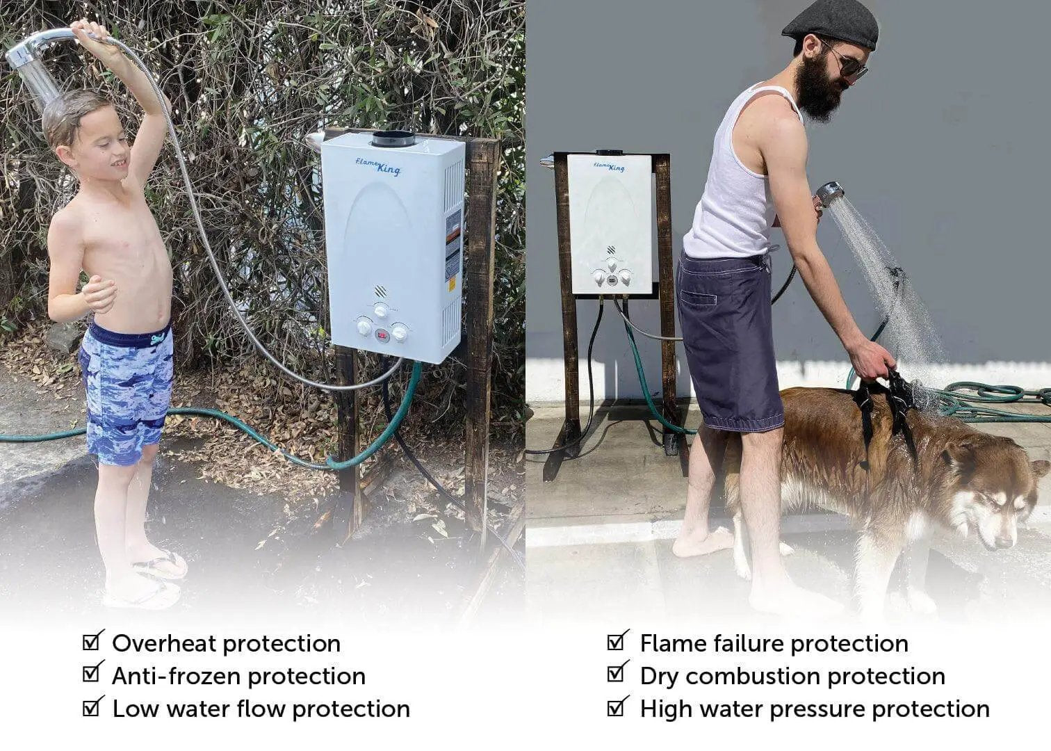 Flame King Tankless Outdoor Portable Camping Hot Shower Propane Gas 10L 2.64GPM Water Heater 68,000 BTU by Flame King Products