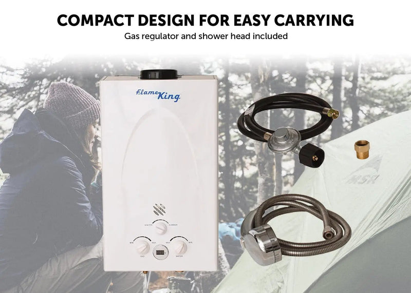 Flame King Tankless Outdoor Portable Camping Hot Shower Propane Gas 10L 2.64GPM Water Heater 68,000 BTU by Flame King Products