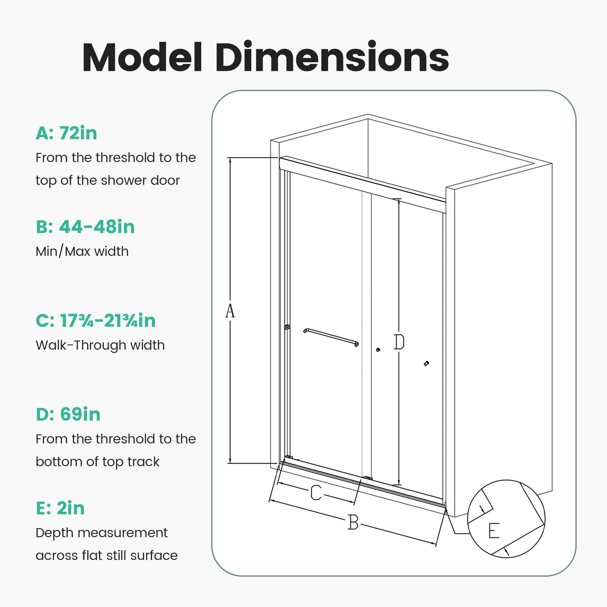 Semi Frameless Double Sliding Shower Door with Tempered Glass, photo 4 of 8