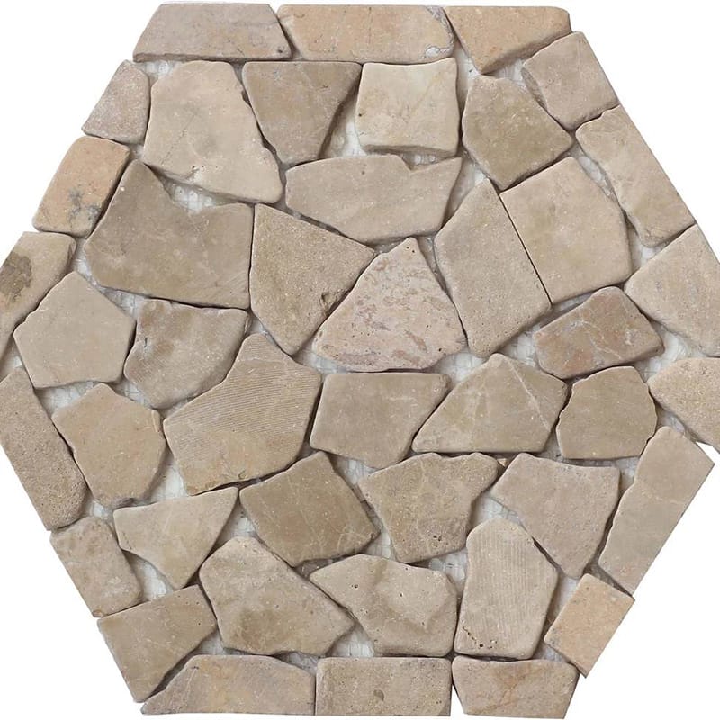 Flat Capucino Natural Pebble Mosaics 9 7/8x11 7/8 Pebble Natural 12x12 Mosaics