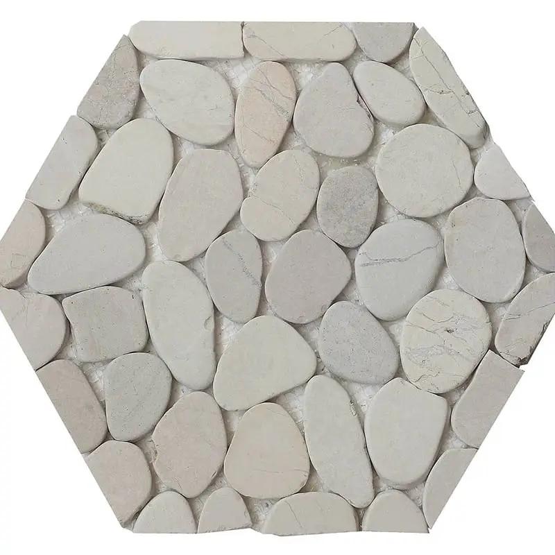 Flat White Natural Pebble Mosaics 9 7/8x11 7/8 by Stonetiledepot