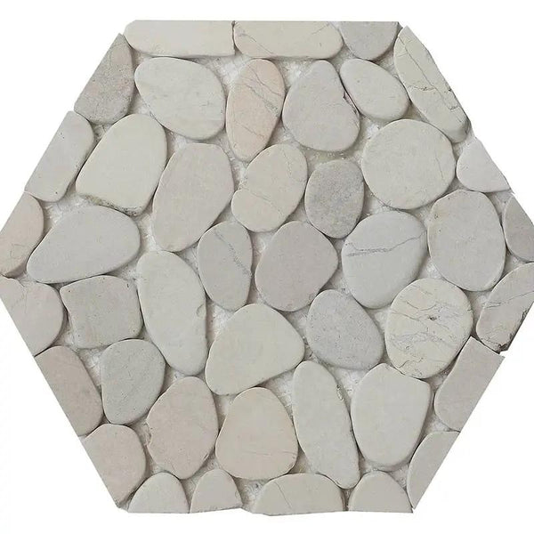 Flat White Natural Pebble Mosaics 9 7/8x11 7/8