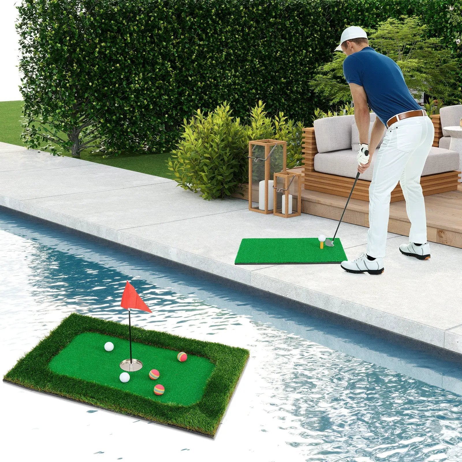 Floating Golf Green for Pool with 6 Golf Balls and Golf Flag by DirectDeals