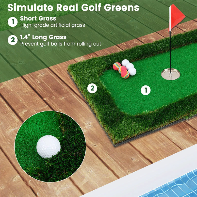 Floating Golf Green for Pool with 6 Golf Balls and Golf Flag by DirectDeals