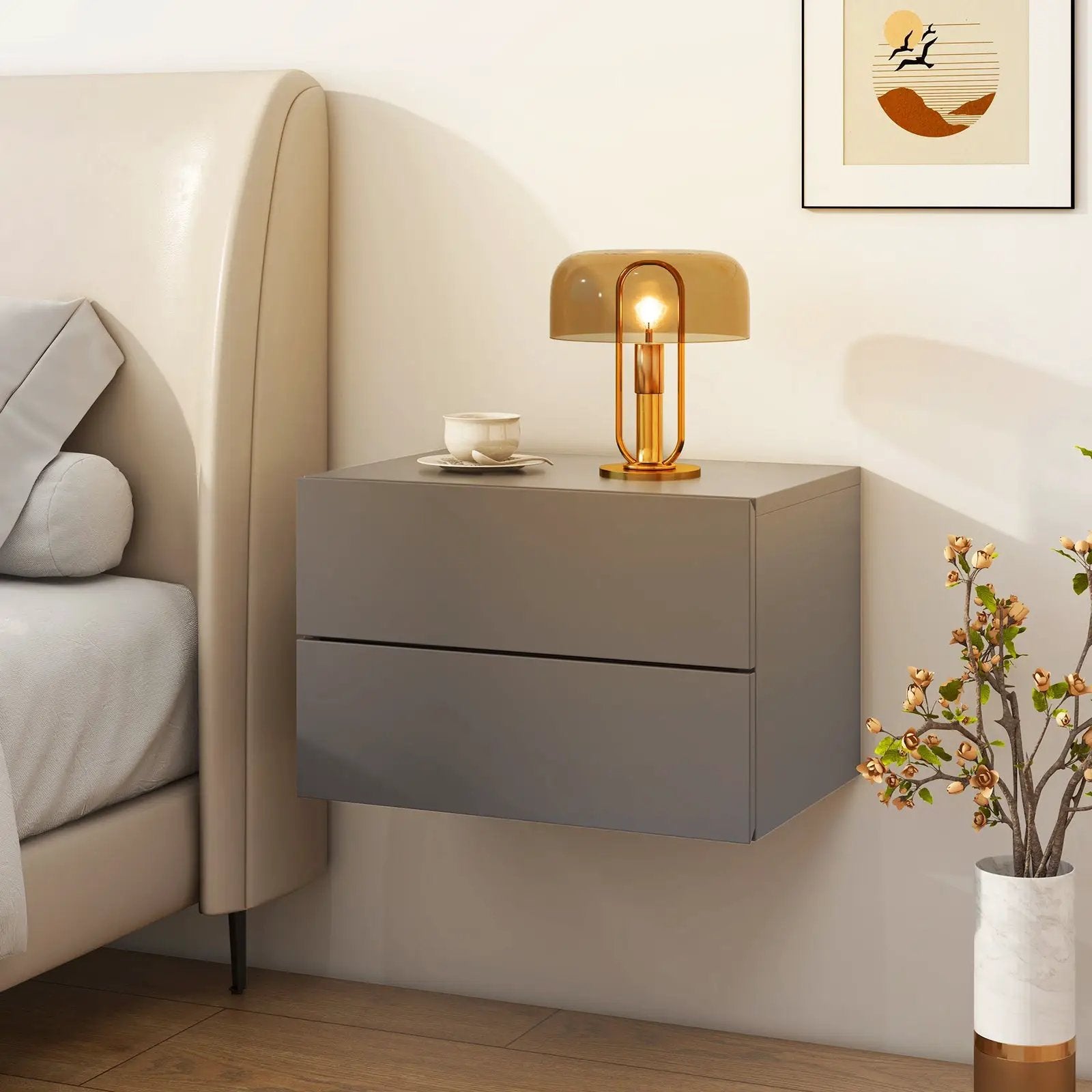 Floating Nightstand with Drawers and Storage Shelf by DirectDeals