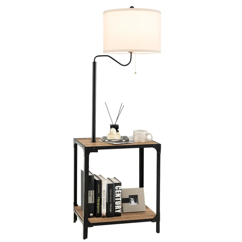 360¬∞ Rotatable Floor Lamp with End Table and USB Charging Ports by DirectDeals