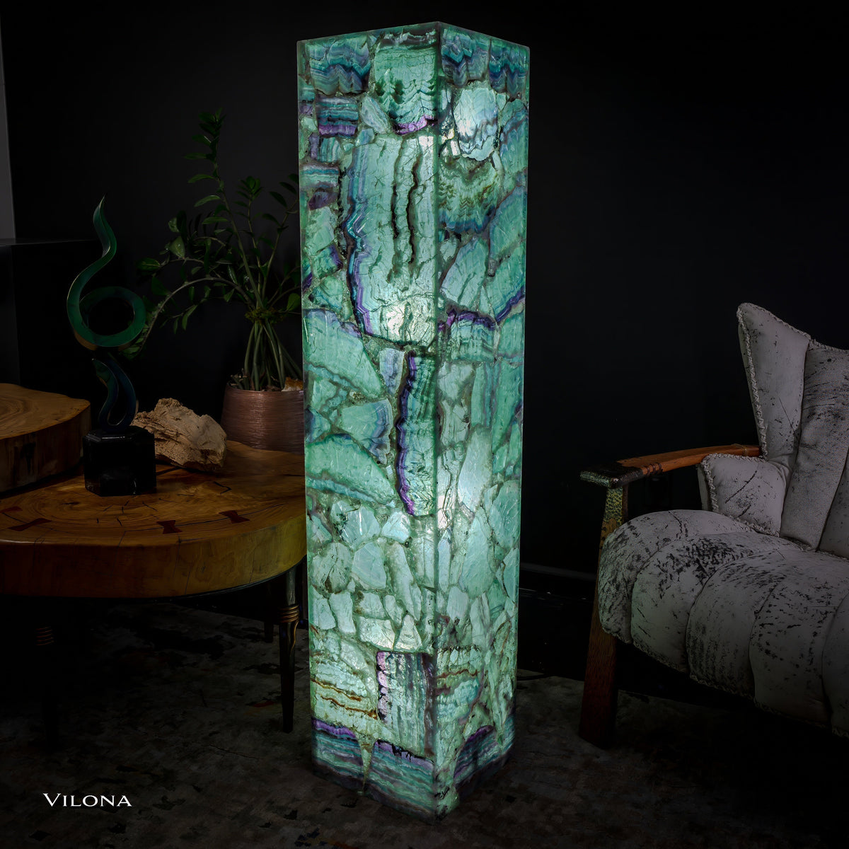 Fluorite Floor Lamp - Medium - 55"H x 11.5"W - Square - (12/19), photo 10 of 13