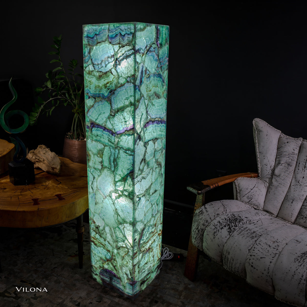 Fluorite Floor Lamp - Medium - 55"H x 11.5"W - Square - (12/19), photo 7 of 13