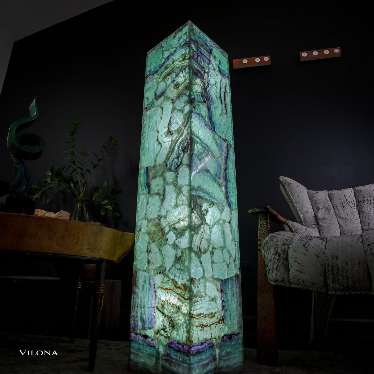 Fluorite Floor Lamp - Medium - 55"H x 11.5"W - Square - (12/19), photo 6 of 13