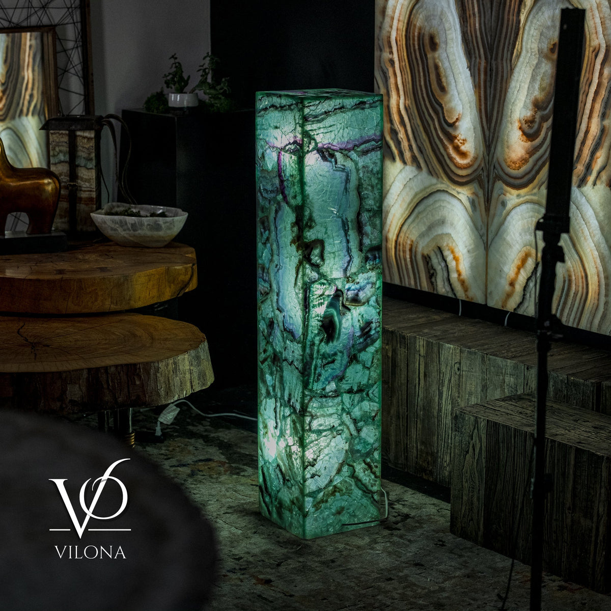 Fluorite Floor Lamp - Medium - 47.5"H x 10"W - Square - #9, photo 7 of 12