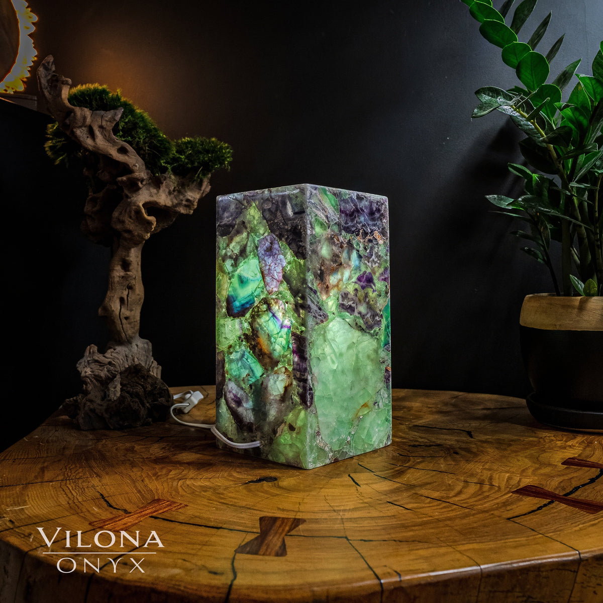 Fluorite Crystal Table Lamp #5 (Miniature Size), photo 3 of 5