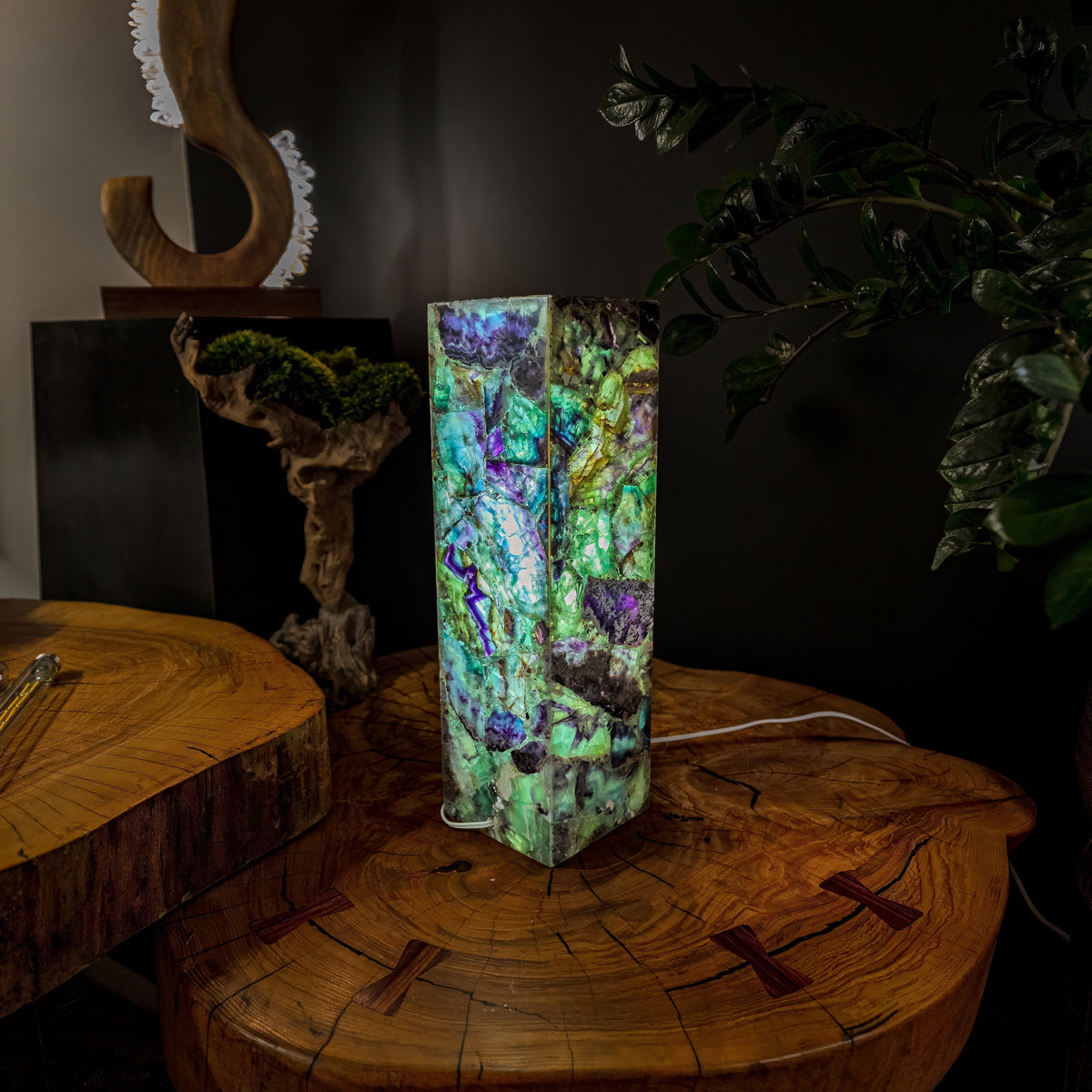 Fluorite Crystal Table Lamp #7 (Small Size), photo 6 of 9