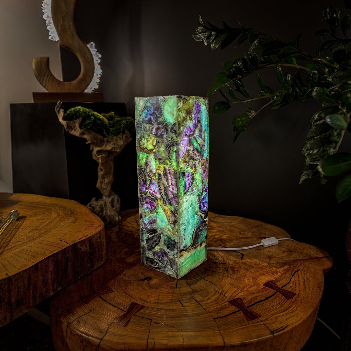 Fluorite Crystal Table Lamp #7 (Small Size), photo 3 of 9