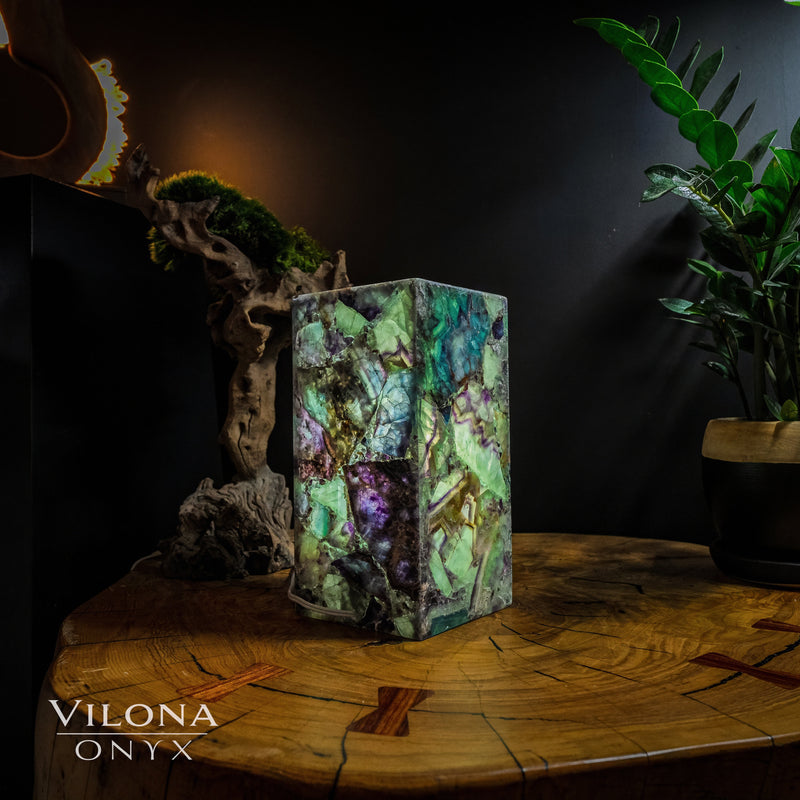 Fluorite Crystal Table Lamp #9 (Miniature Size), photo 3 of 5