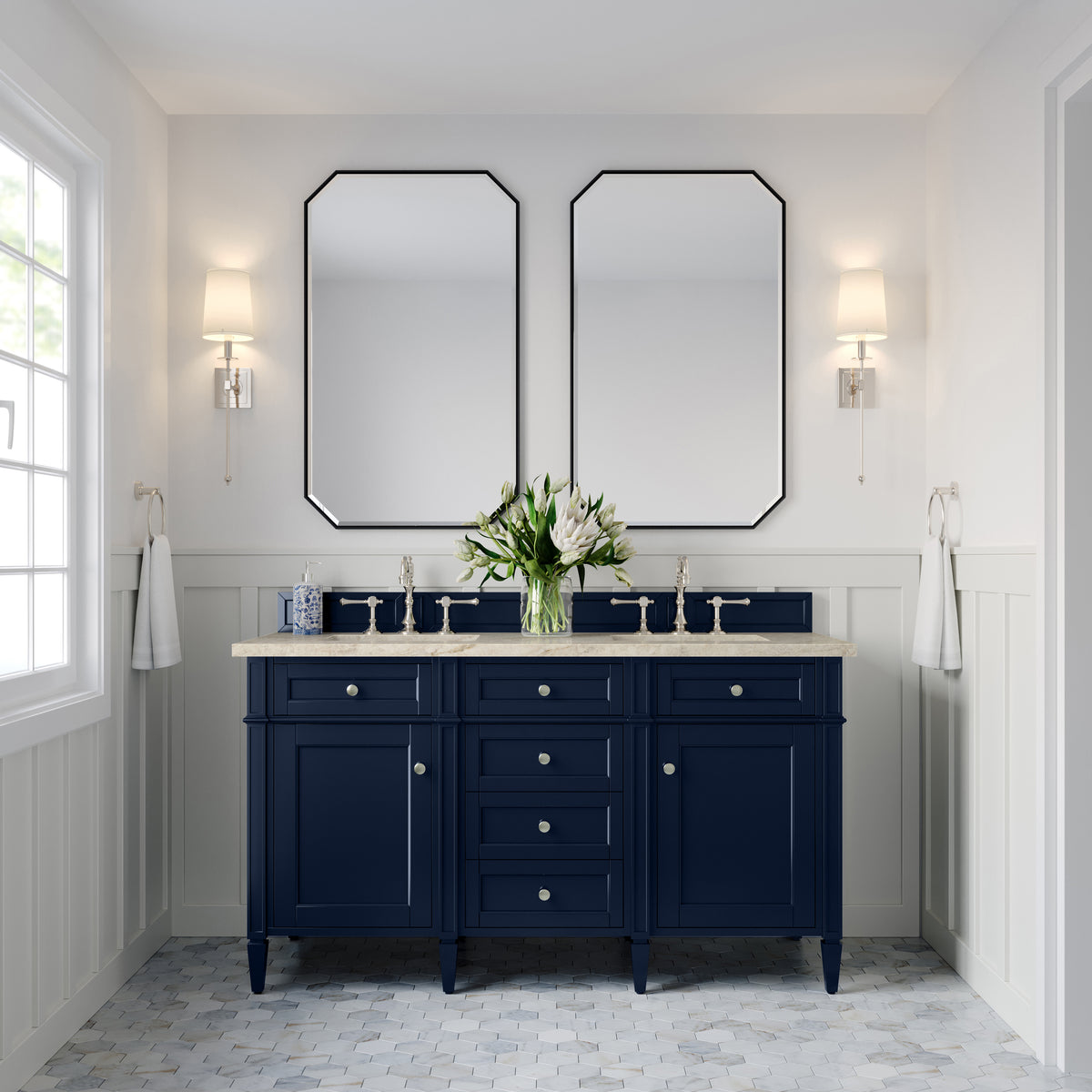 James Martin Brittany 60" Double Bathroom Vanity, Victory Blue, view 38
