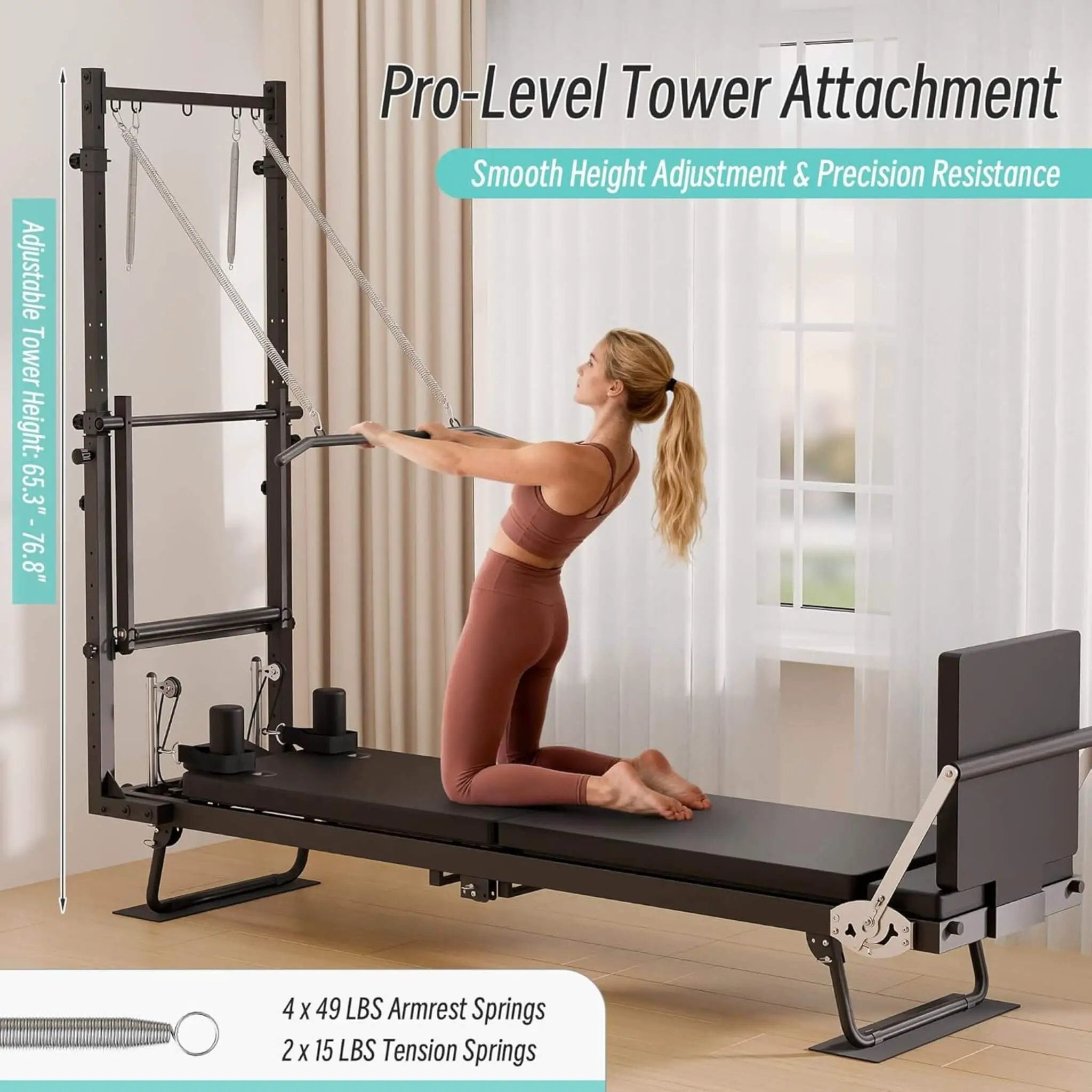 Core Pilates Foldable Dual Resistance Pilates Reformer Machine With Tower (SAK96041) by SAKSBY WHOLESALE